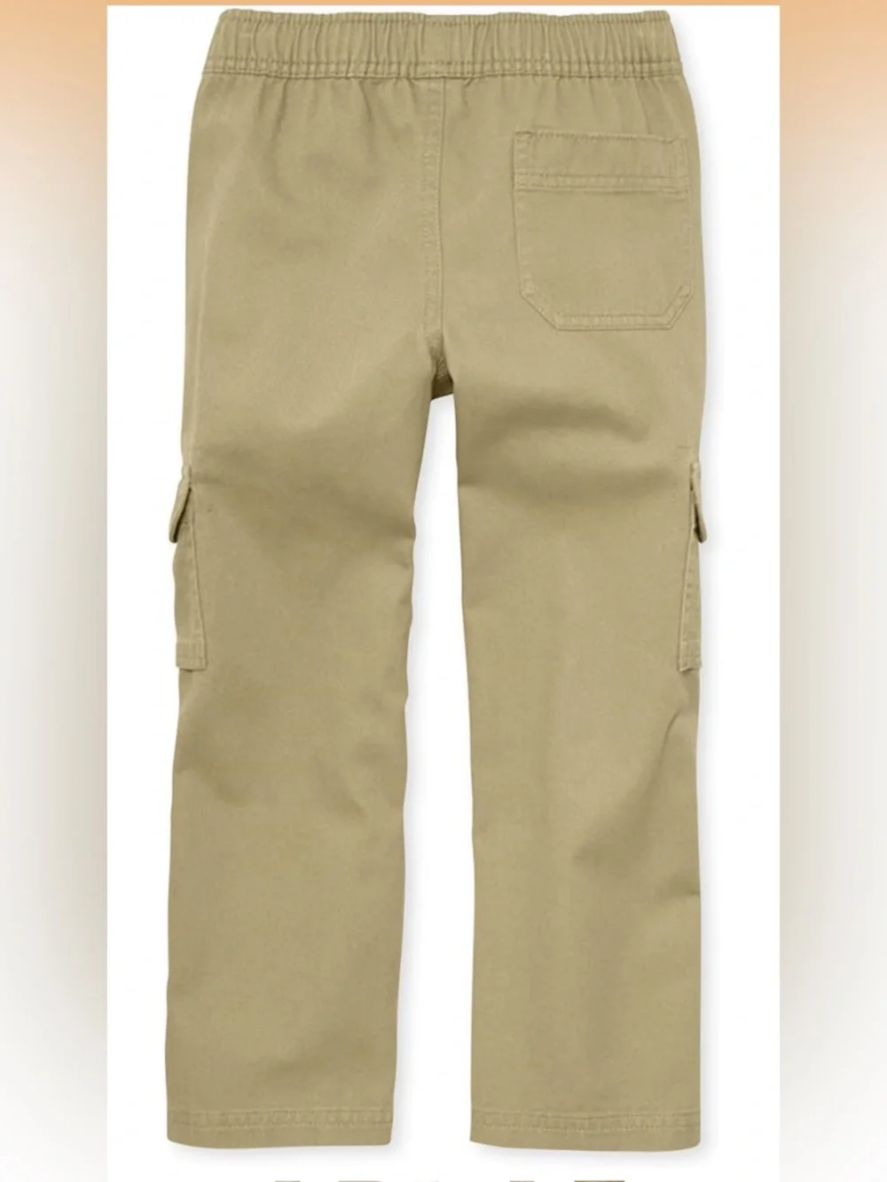 The Children's Place Boys 14 Flax Khaki Uniform Mid Rise Pull on Cargo Pants D2